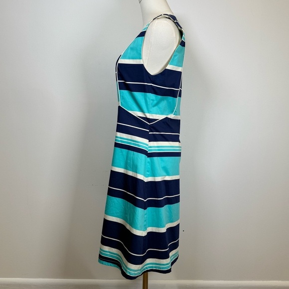 Julie Brown NYC Striped Sleeveless Fit And Flare Dress in Blue and White Size 8 - Picture 4 of 9
